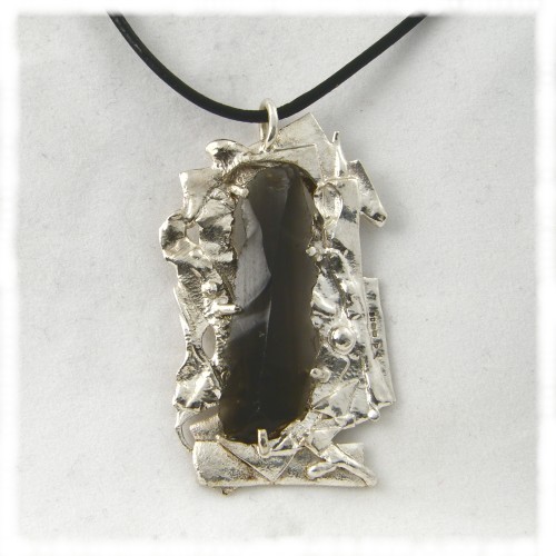 Obsidian fused pendant
